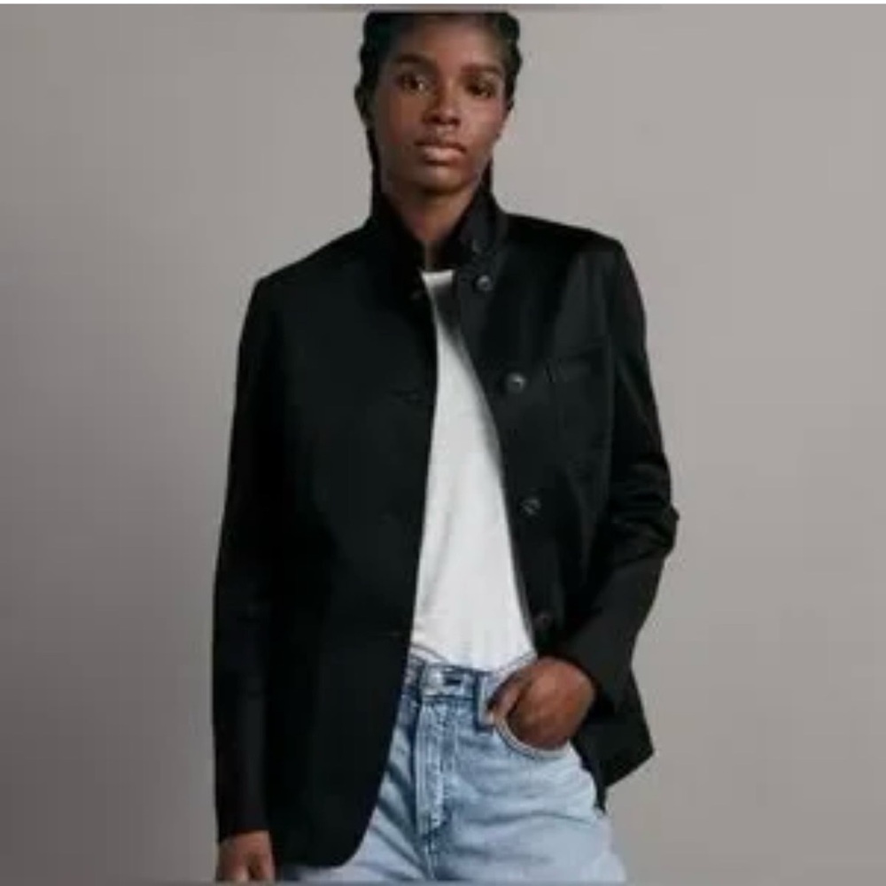 NWT Rag & Bone Sid Cotton Pique Blazer in Black Size 8